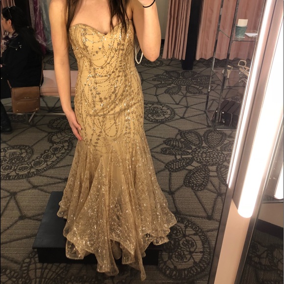 Ellie Wilde Gold Prom Dress